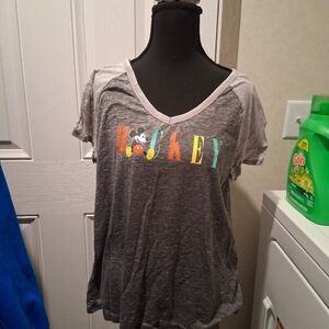 Disney Gray Women's Tee with Colorful Mickey Design